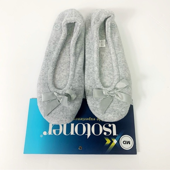 Isotoner Cozy Ballet Slippers Gray | Women’s Medium | Holiday Gift Must-Have - Picture 4 of 10